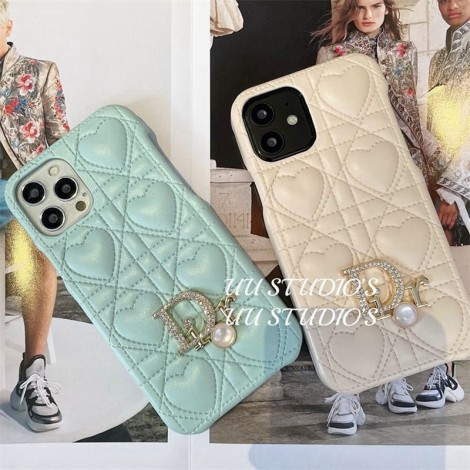 Dior Iphone 16 Case 16 Pro Max Leather Luxury Fashion Heart